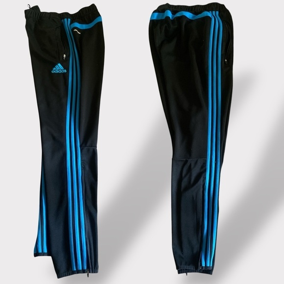 Vintage ADIDAS Hoodie Track Set (2pc) Black Royal Blue Three Stripe Size Large - Picture 6 of 12